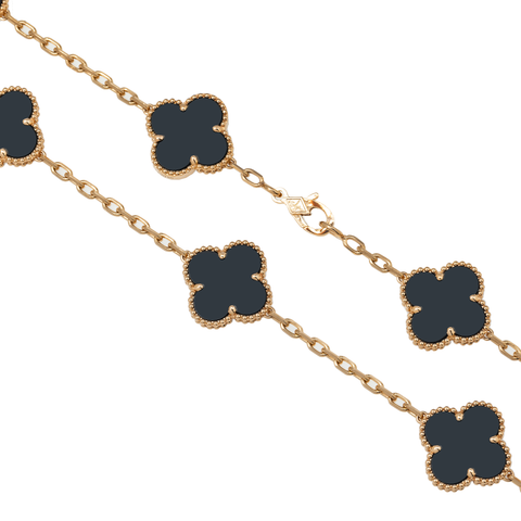 18K GOLD BLACK CLOVER NECKLACE