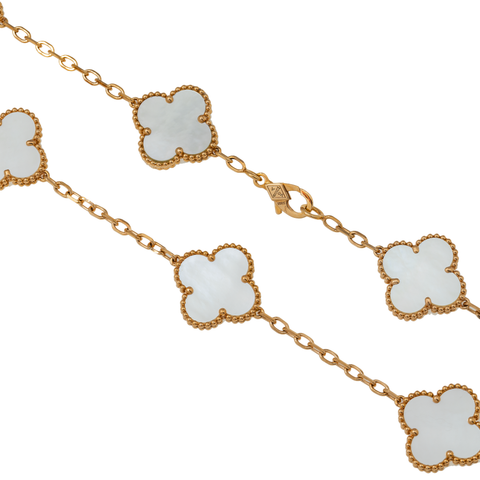 18K GOLD WHITE CLOVER NECKLACE