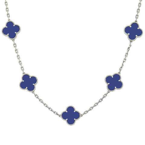 18K GOLD BLUE CLOVER NECKLACE