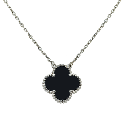 18K GOLD BLACK CLOVER NECKLACE