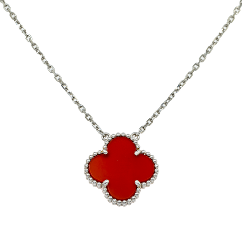 18K GOLD RED CLOVER NECKLACE