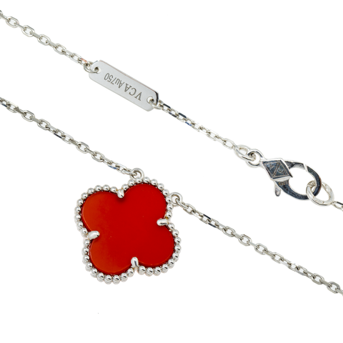 18K GOLD RED CLOVER NECKLACE