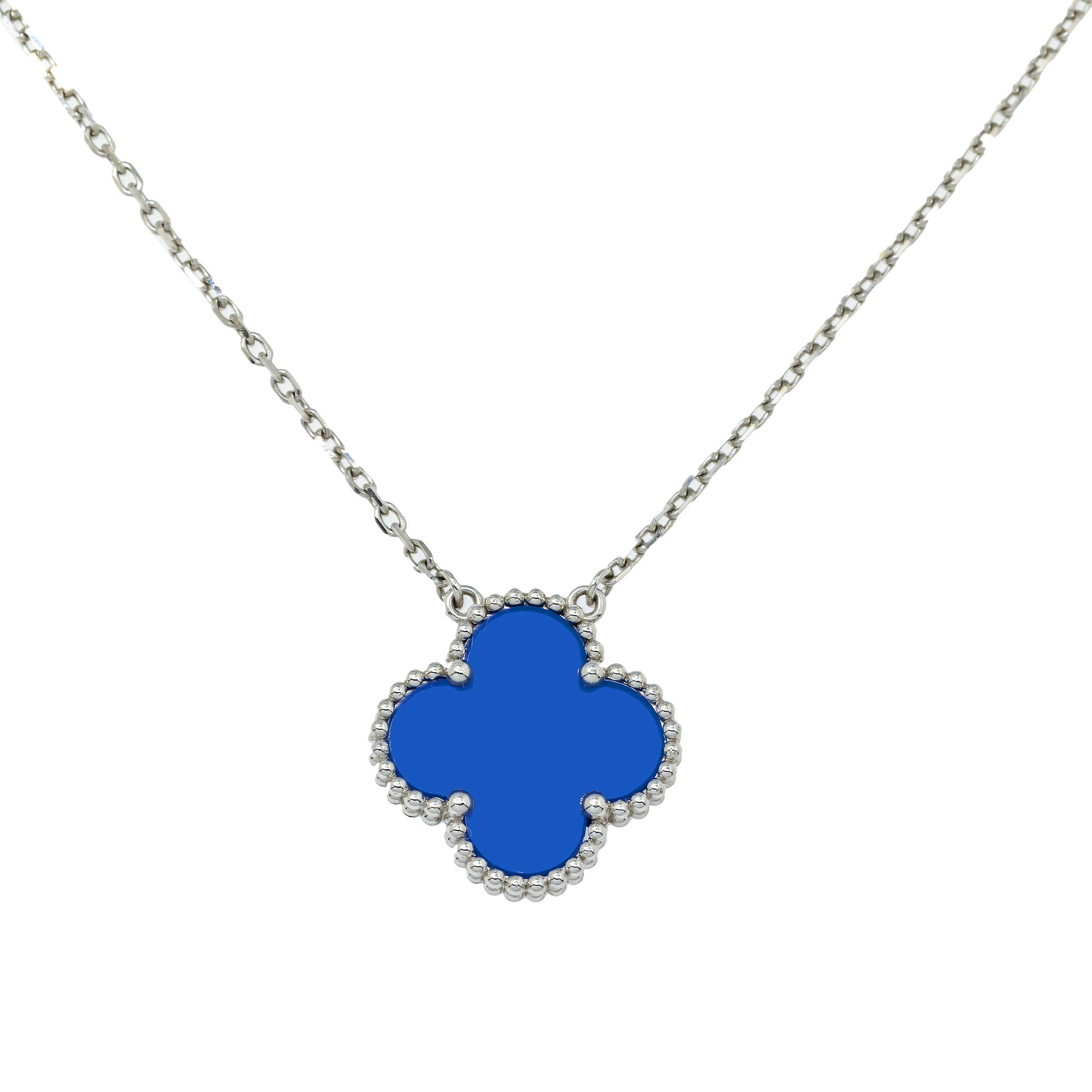 18K GOLD BLUE CLOVER NECKLACE