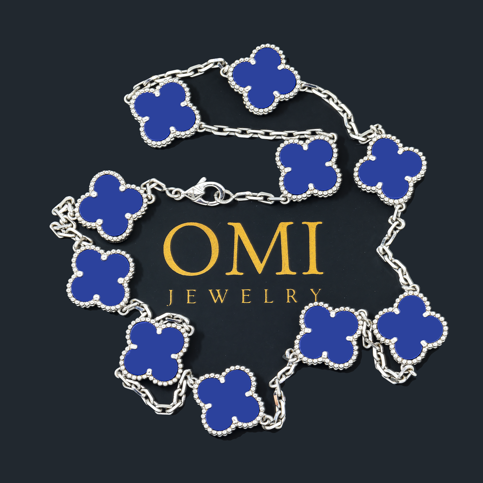 18K GOLD BLUE CLOVER NECKLACE