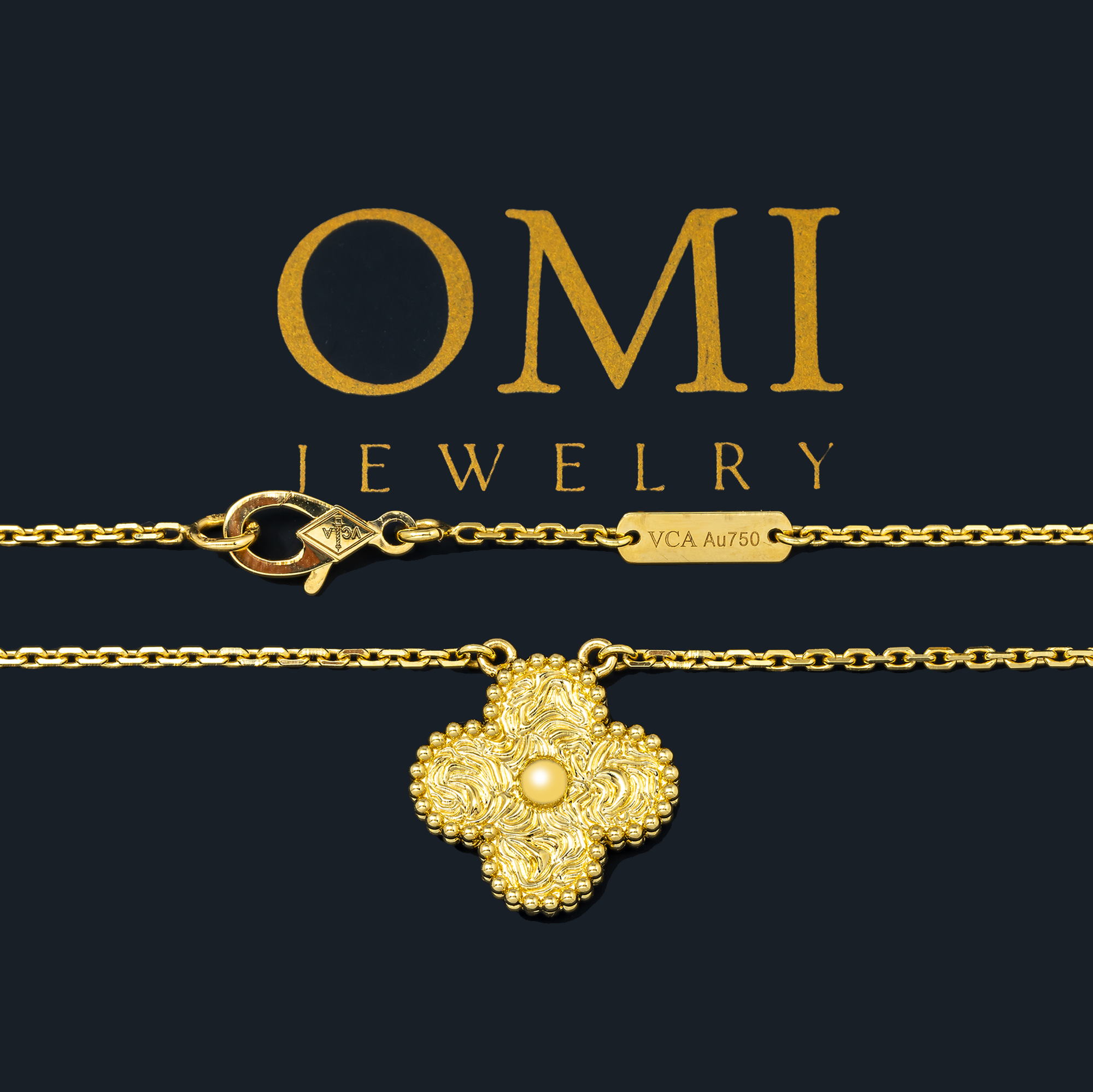 18K GOLD TEXTURED CLOVER NECKLACE