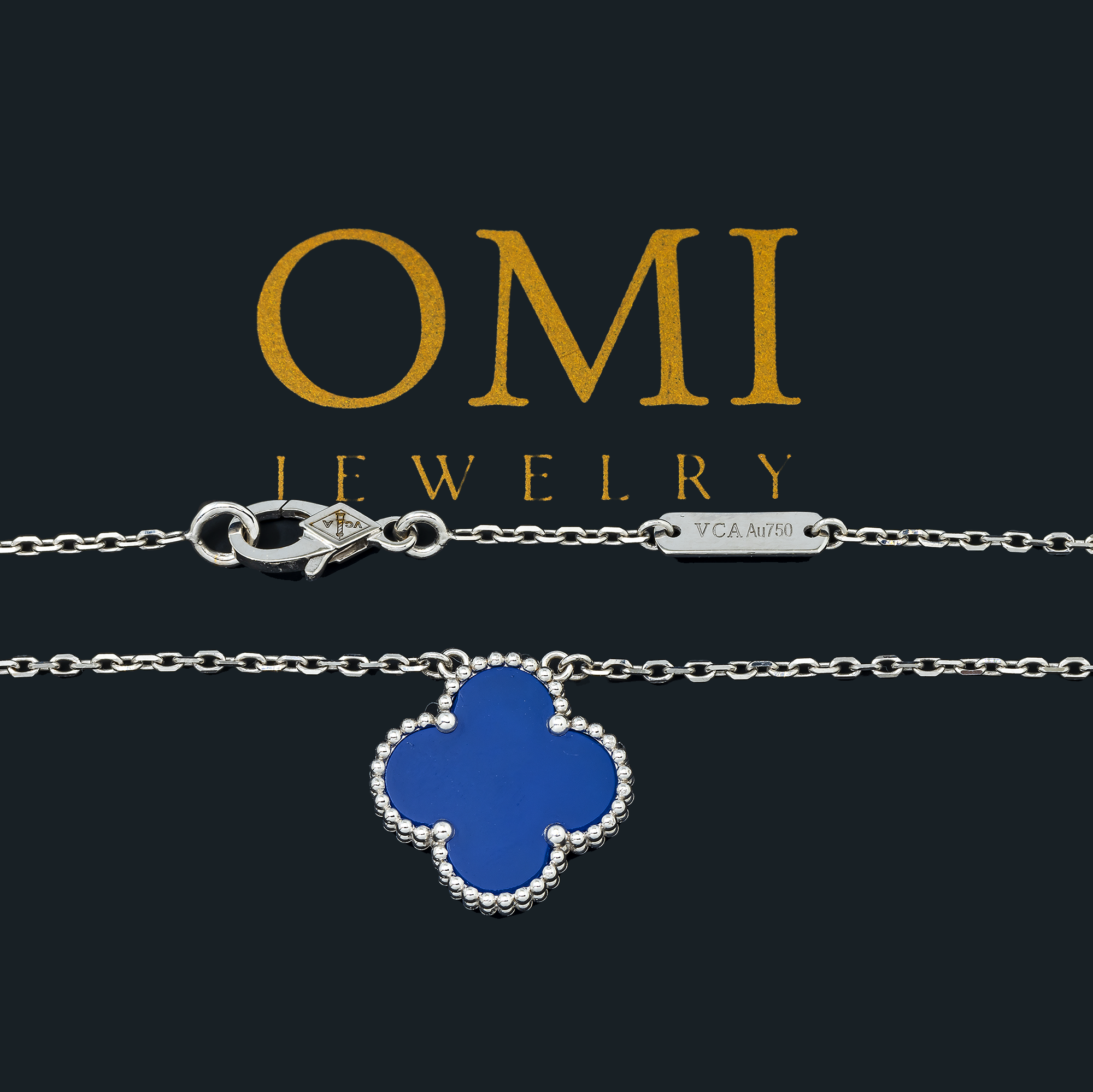 18K GOLD BLUE CLOVER NECKLACE