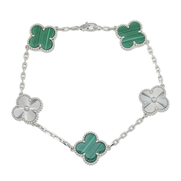 18K GOLD GREEN CLOVER CHAIN BRACELET