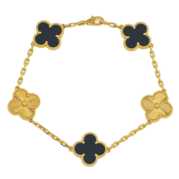 18K GOLD BLACK CLOVER CHAIN BRACELET