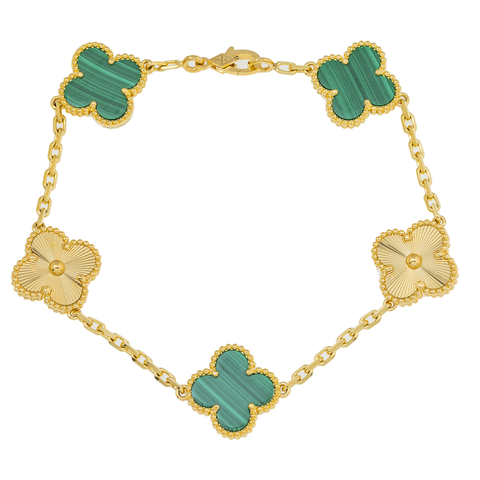 18K GOLD GREEN CLOVER CHAIN BRACELET