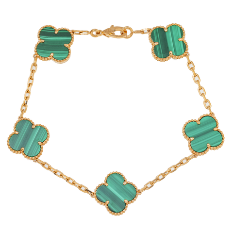 18K GOLD GREEN CLOVER CHAIN BRACELET