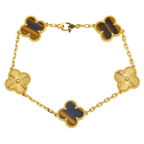 18K GOLD BROWN CLOVER CHAIN BRACELET