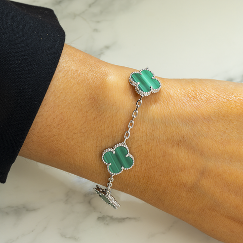 18K GOLD GREEN CLOVER CHAIN BRACELET