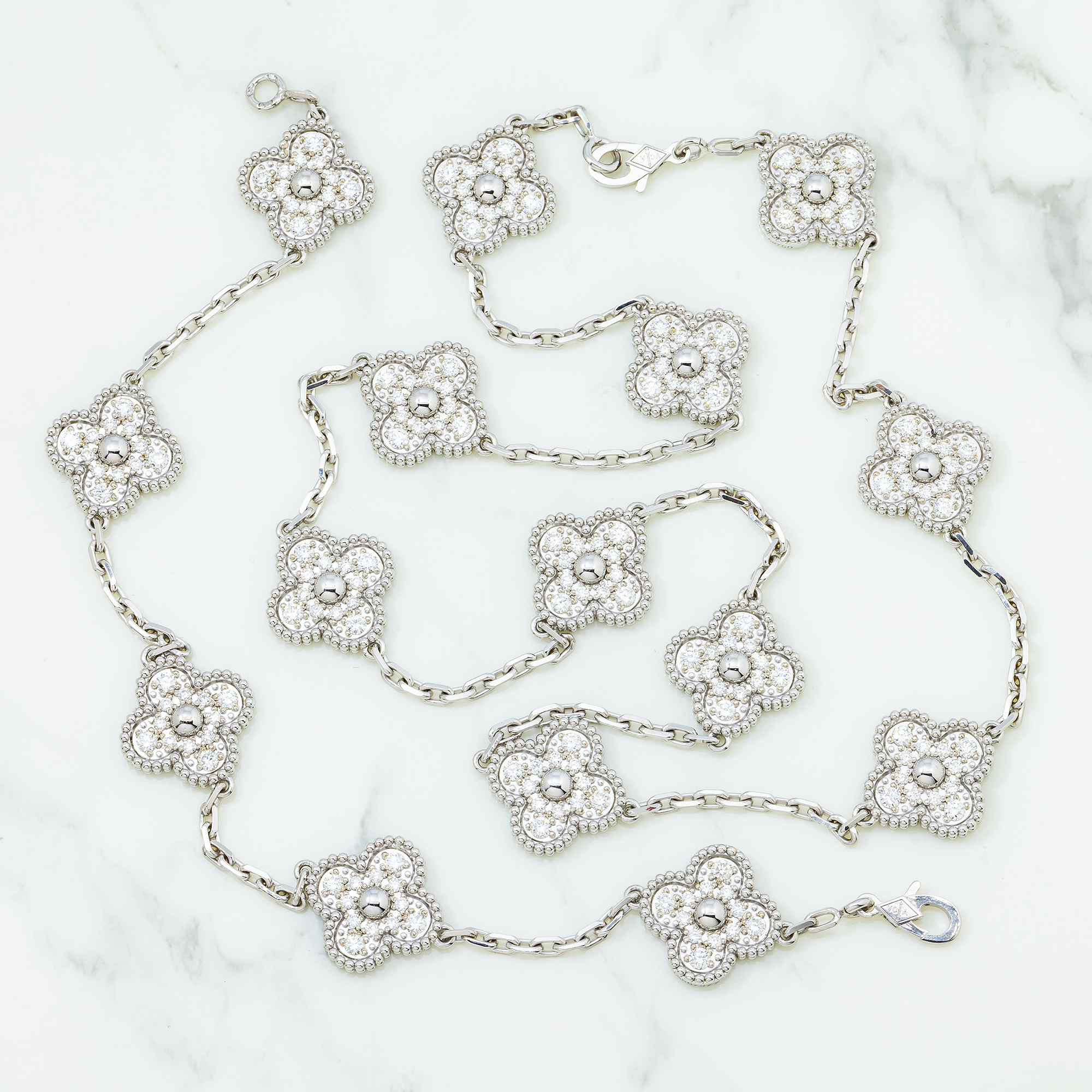 18K Gold Diamond Custom Clover Chain & Bracelet Set