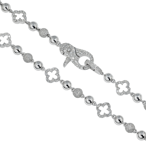 10K GOLD DIAMOND MOON BEAD CLOVER CHAIN 10.69 CT