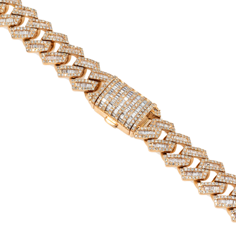 10K GOLD TWO TONE DIAMOND 10MM CUBAN LINK HEART CHAIN 12.66 CT