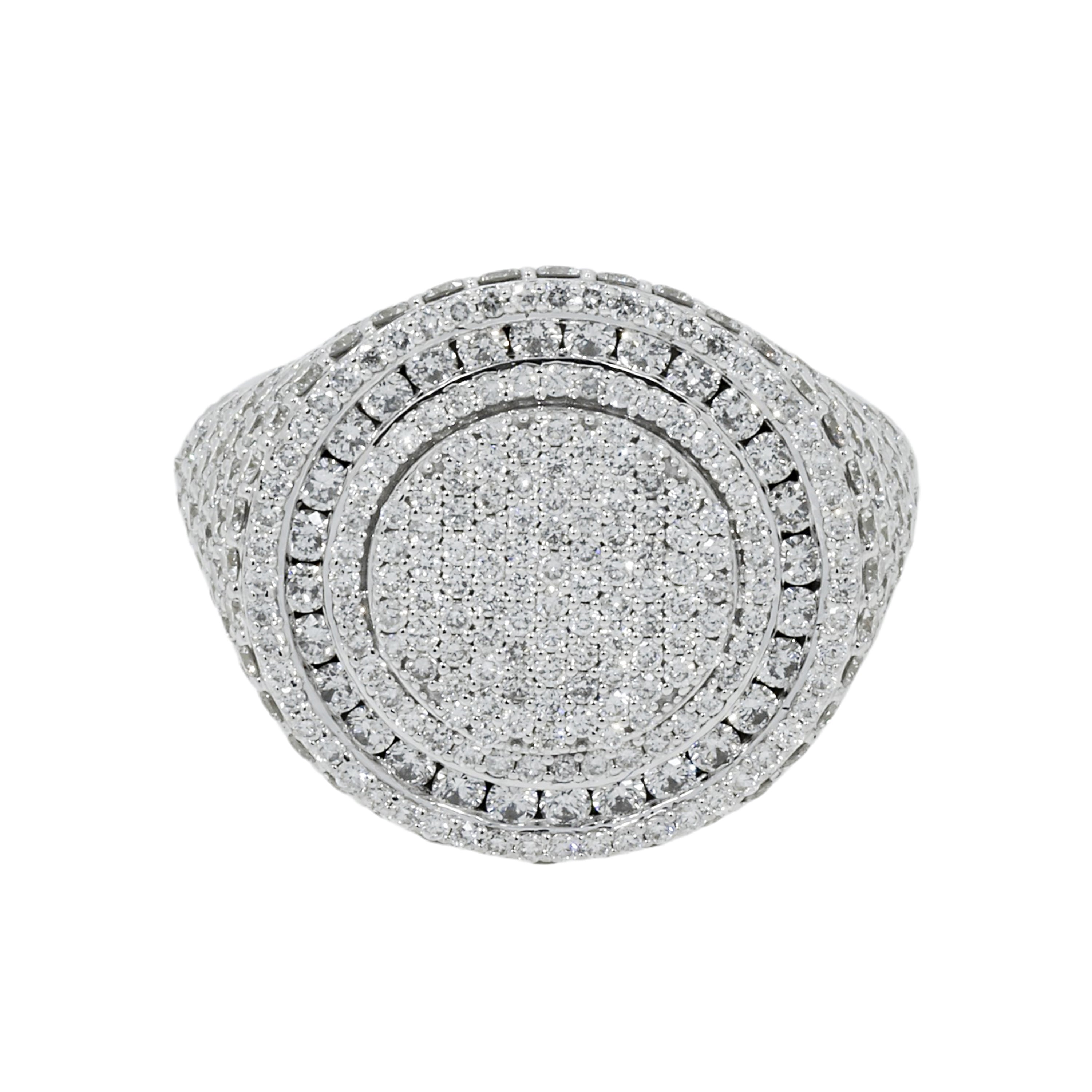 10K GOLD ROUND AND BAGUETTE DIAMOND CIRCULAR RING 4.40 CT