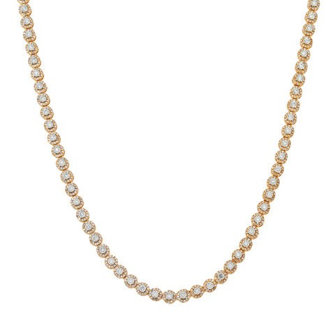 10K GOLD ROUND DIAMOND TENNIS CHAIN 3.50 CT