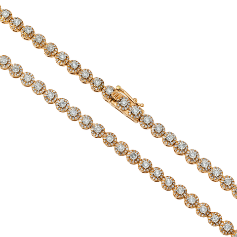 10K GOLD ROUND DIAMOND TENNIS CHAIN 3.50 CT