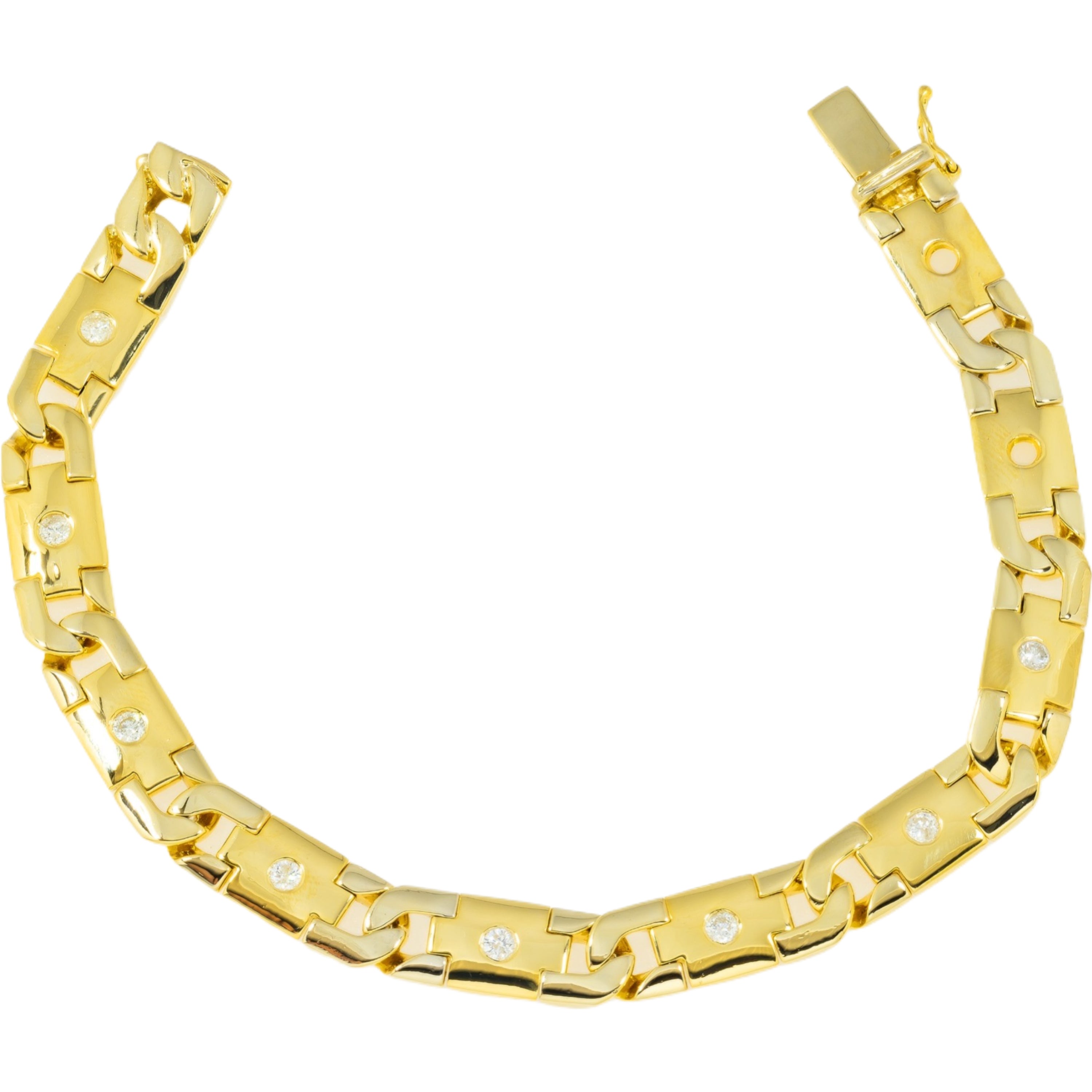 14K GOLD ROUND DIAMONDS BUCKLE LINK BRACELET 0.70 CT