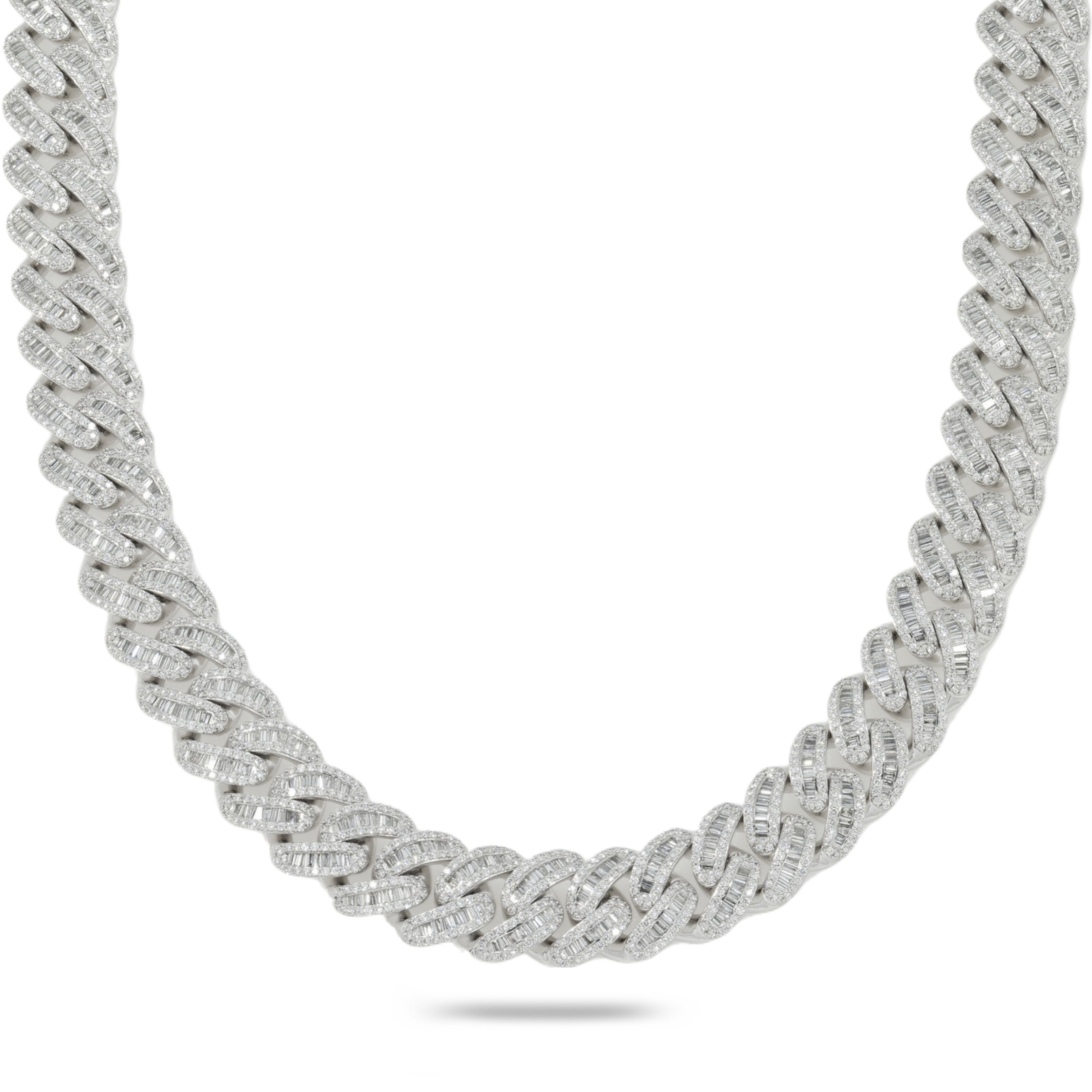 10K GOLD BAGUETTE AND ROUND DIAMOND 16MM CUBAN LINK CHAIN CT