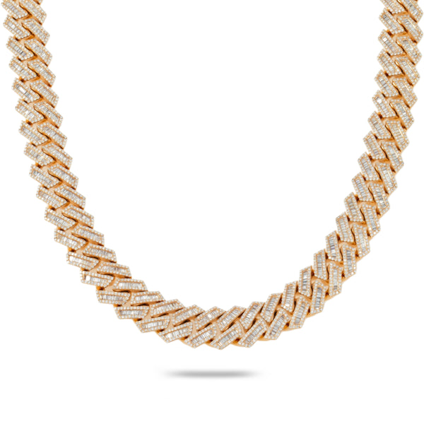 10K GOLD BAGUETTE AND ROUND DIAMOND 15MM CUBAN LINK CHAIN 24.58 CT