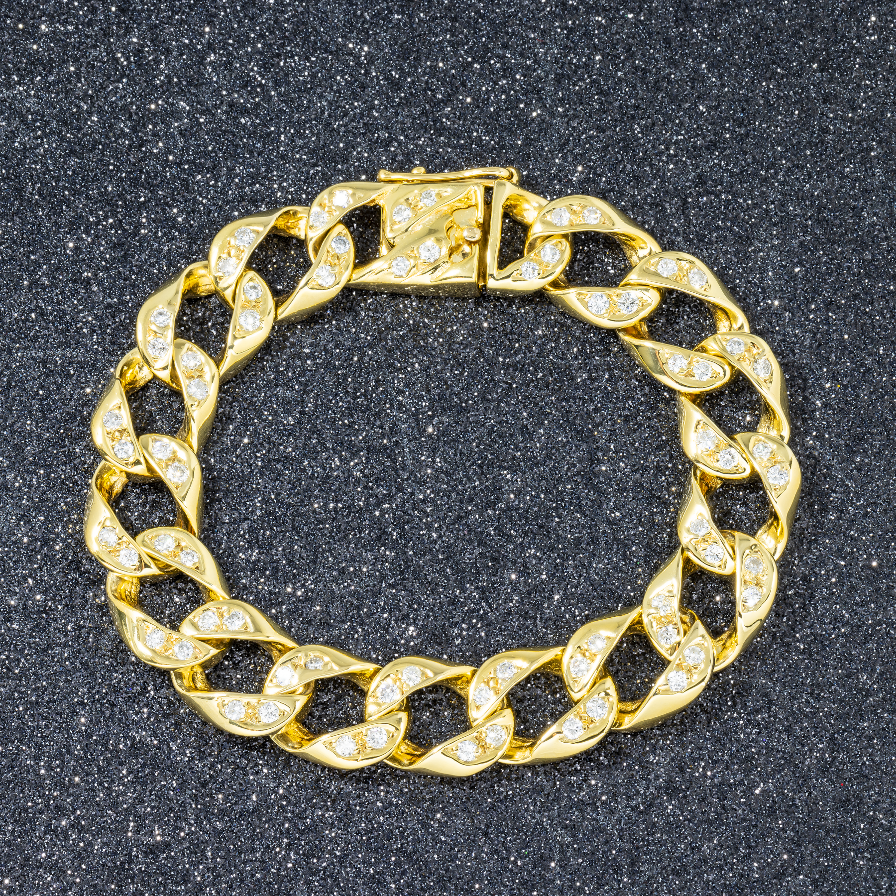 10K GOLD ROUND DIAMOND 13.5MM OPEN CUBAN LINK BRACELET 1.36 CT