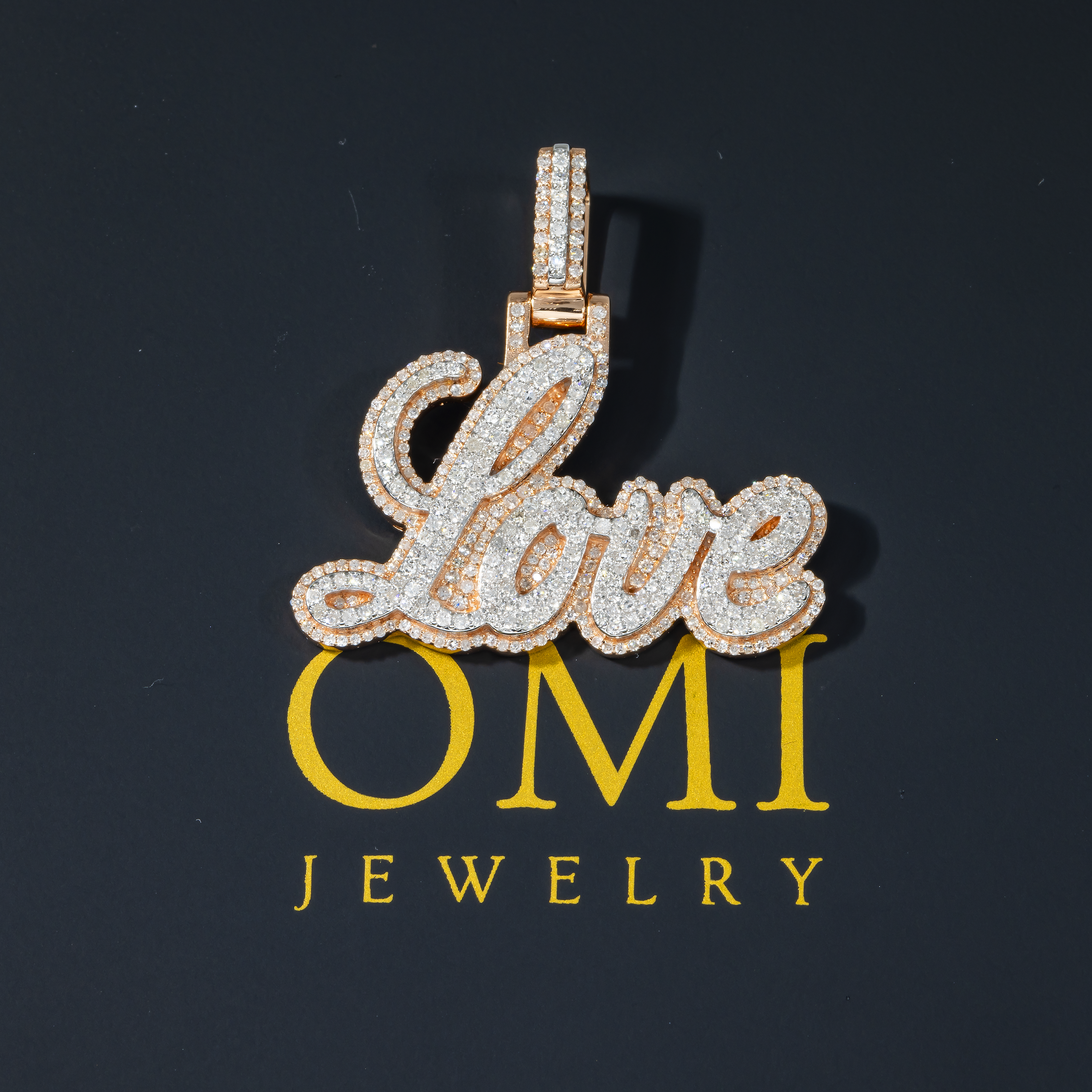 10K GOLD ROUND DIAMOND LOVE PENDANT 1.00 CT