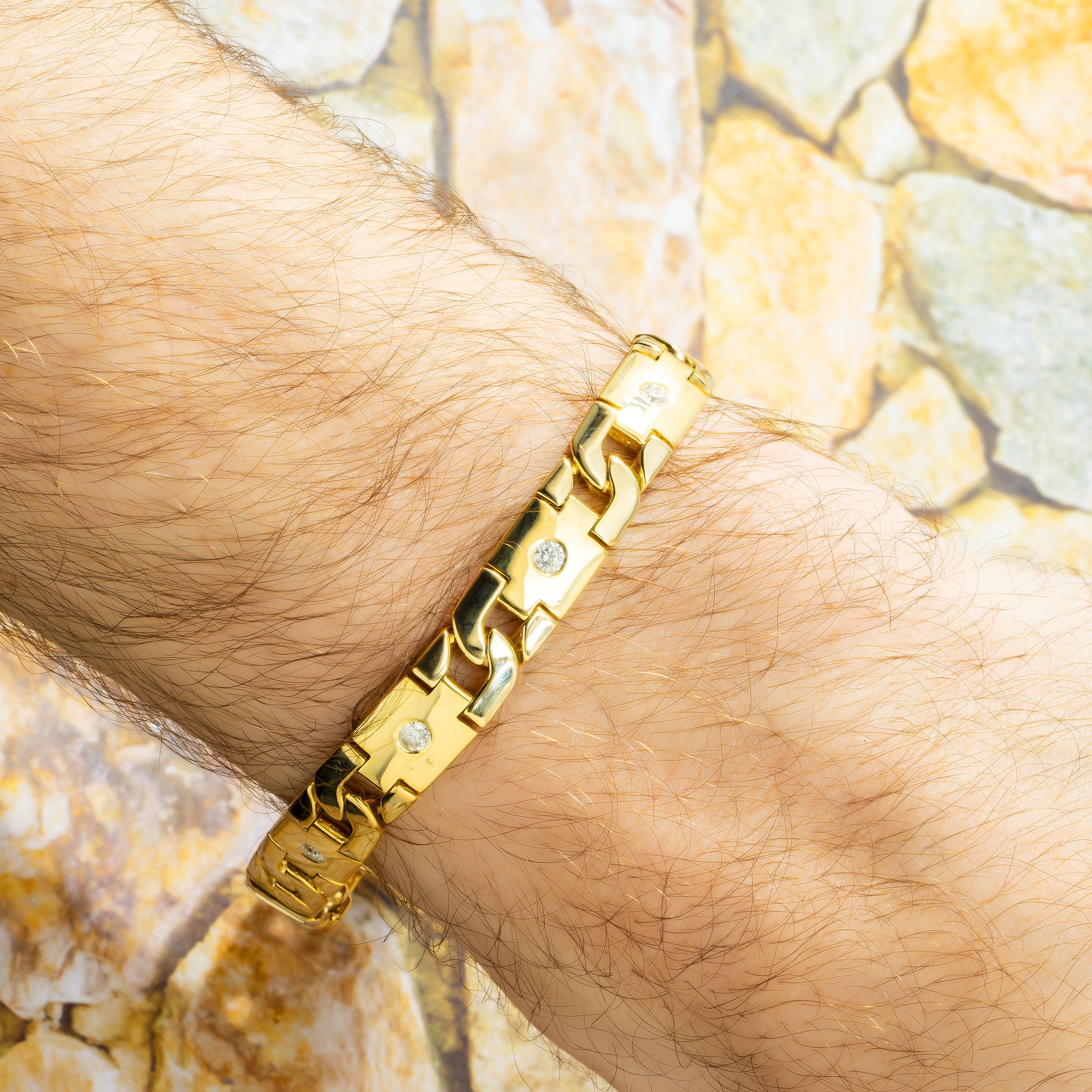 14K GOLD ROUND DIAMONDS BUCKLE LINK BRACELET 0.70 CT