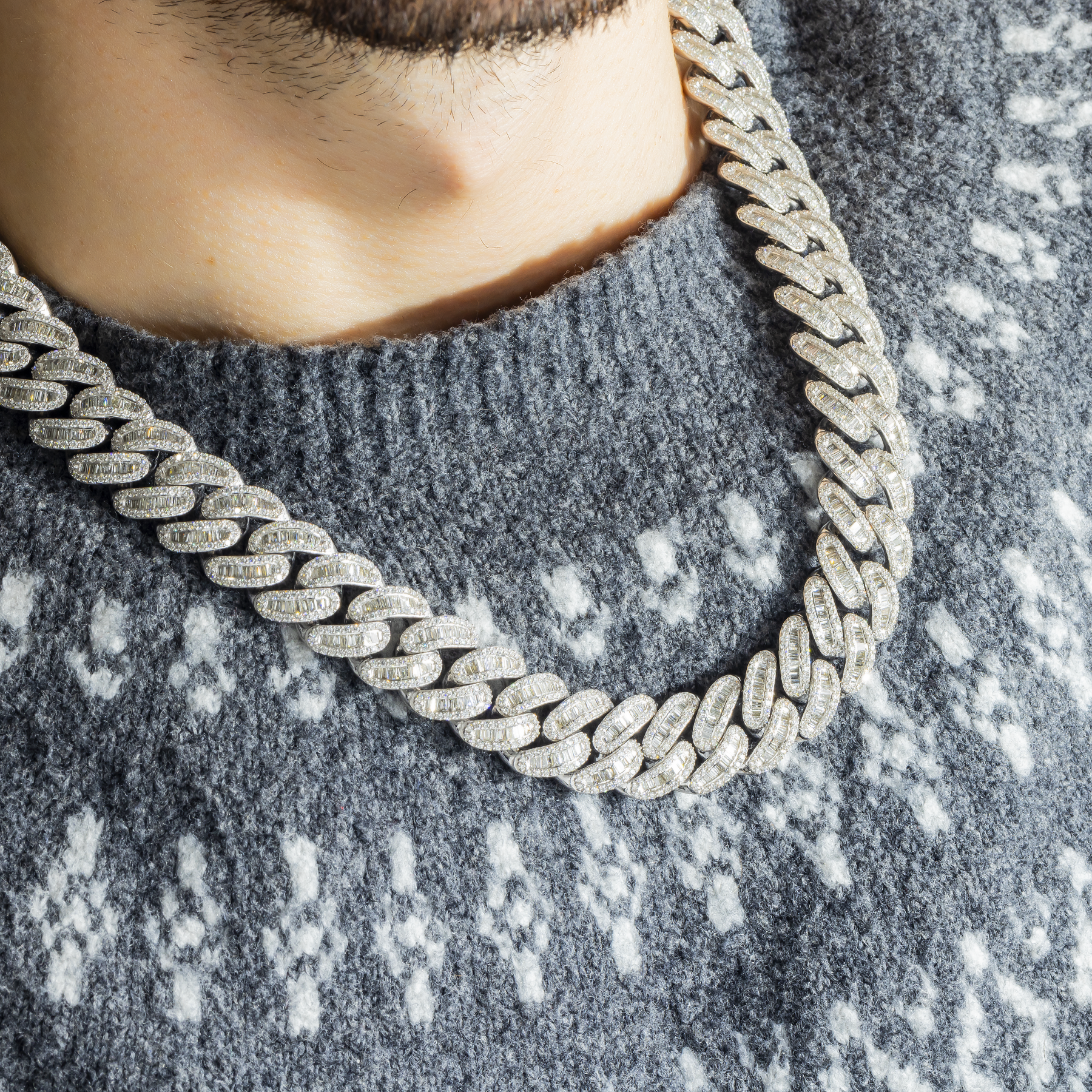 10K GOLD BAGUETTE AND ROUND DIAMOND 16MM CUBAN LINK CHAIN 29.94 CT