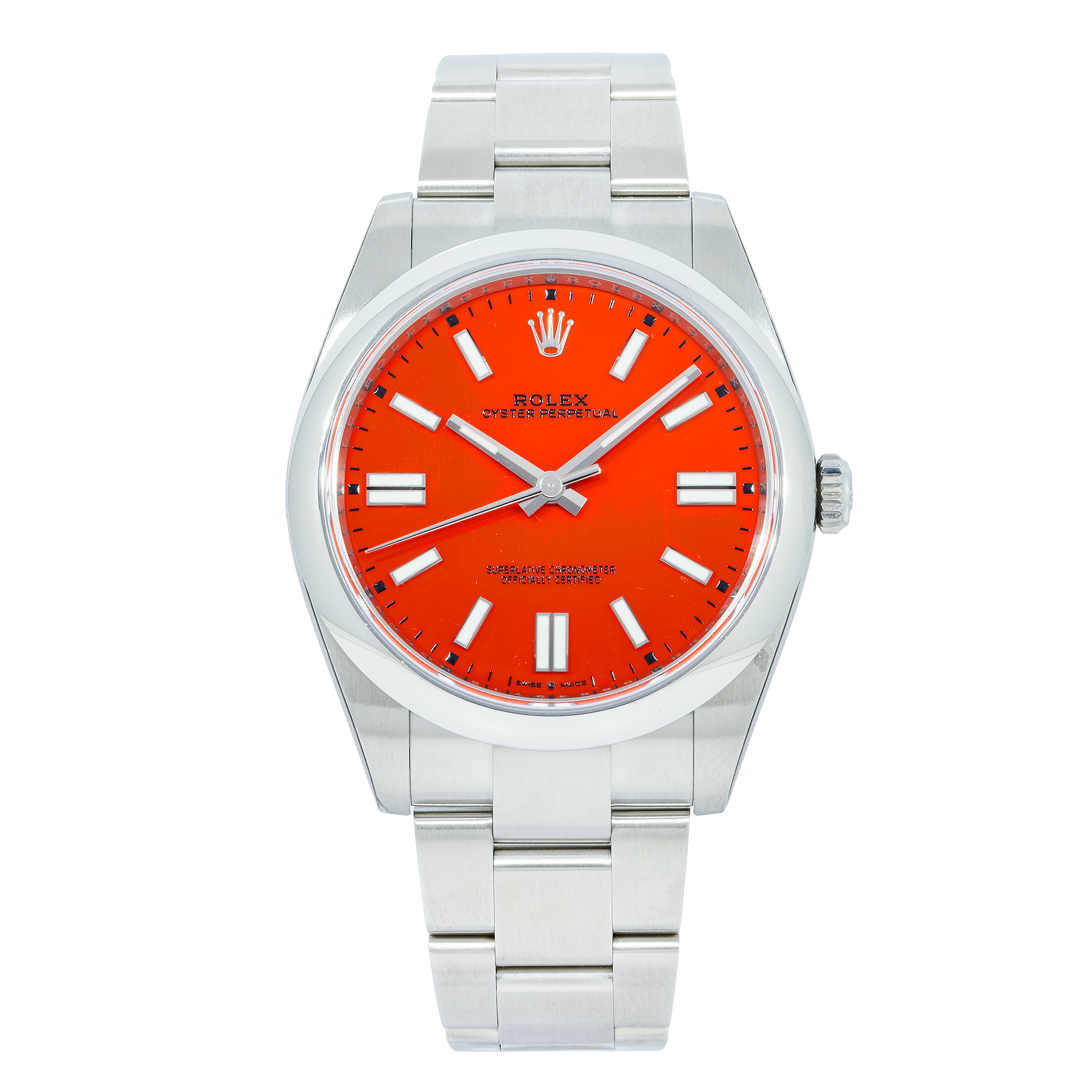 Rolex Oyster Perpetual 124300 41MM Coral Red Dial With Oyster Bracelet