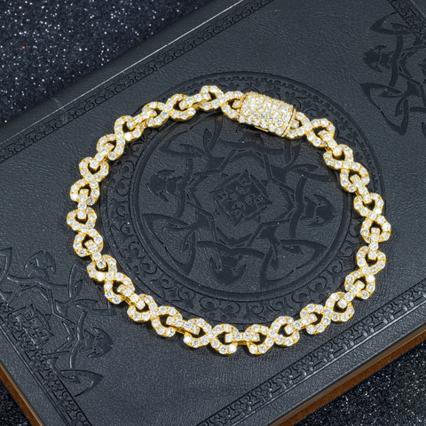 14K GOLD ROUND DIAMONDS 7.5MM INFINITY CHAIN BRACELET 10.15 CT