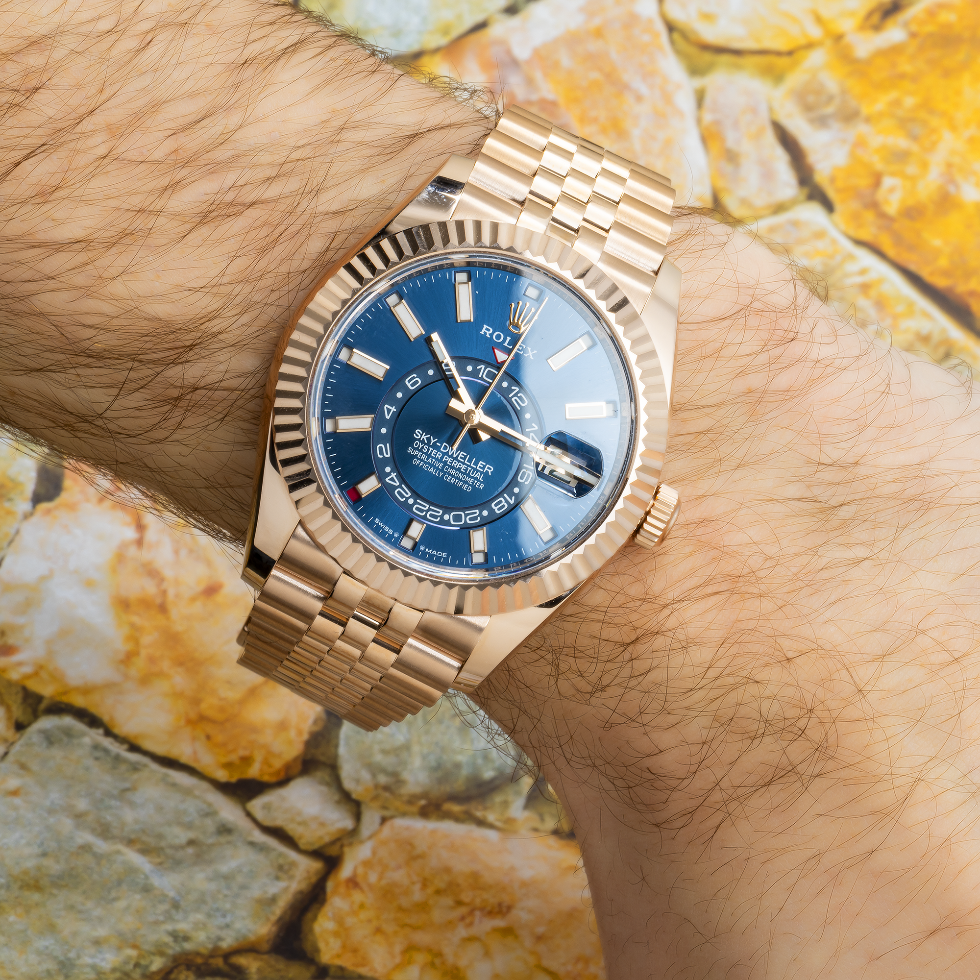 Rolex Sky-Dweller 42MM 336935 Blue Dial Fluted Bezel 18K Rose Gold Rolex Sky-Dweller 42MM 336935 Blue Dial Fluted Bezel 18K Rose Gold