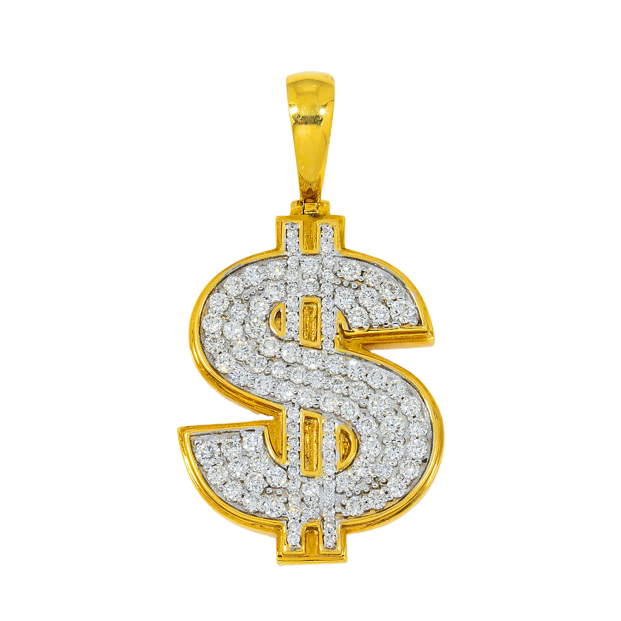 10K GOLD DIAMOND DOLLAR SIGN PENDANT 1.85 CT
