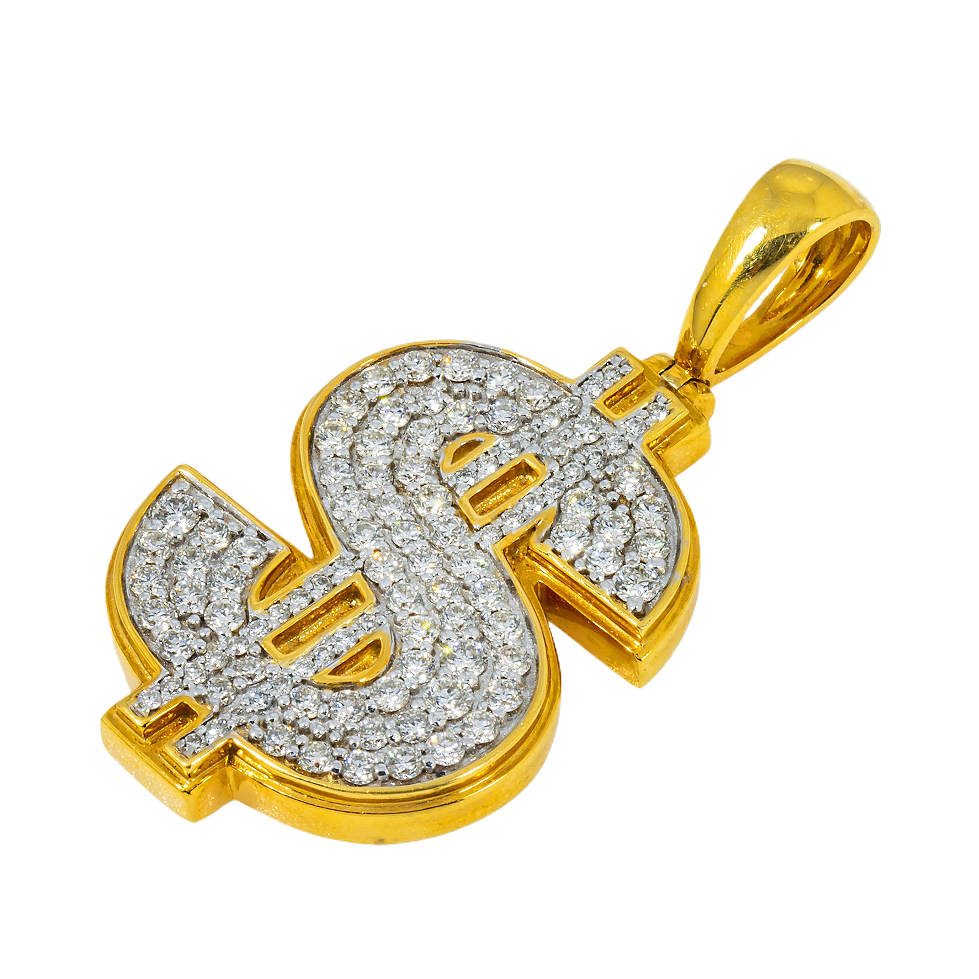 10K GOLD DIAMOND DOLLAR SIGN PENDANT 1.85 CT