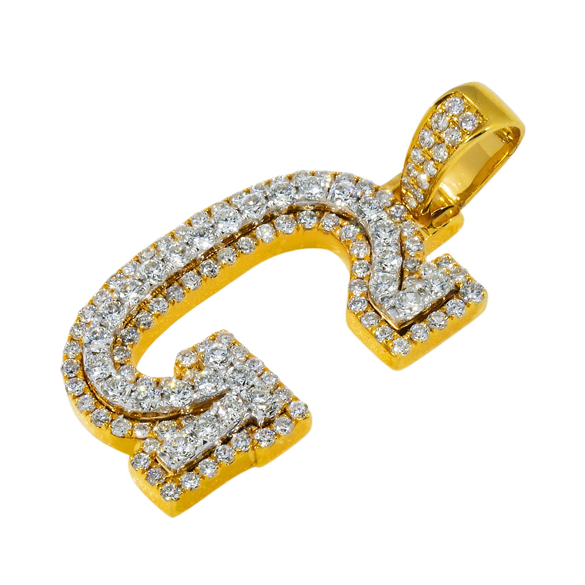 10K GOLD DIAMOND 3D INITIAL G PENDANT 0.90 CT