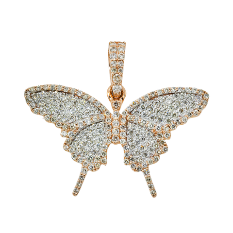 10K GOLD DIAMOND BUTTERFLY PENDANT 0.60 CT