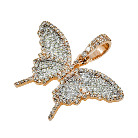 10K GOLD DIAMOND BUTTERFLY PENDANT 0.60 CT