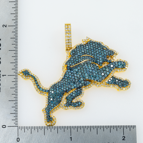 10K GOLD DIAMOND CUSTOM DETROIT LIONS FOOTBALL SPORTS PENDANT 5.05 CTW