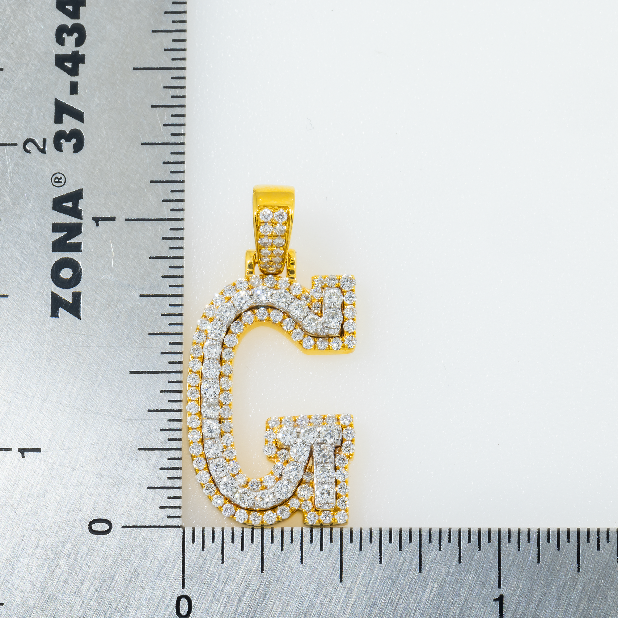 10K GOLD DIAMOND 3D INITIAL G PENDANT 0.90 CT