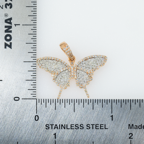 10K GOLD DIAMOND BUTTERFLY PENDANT 0.60 CT