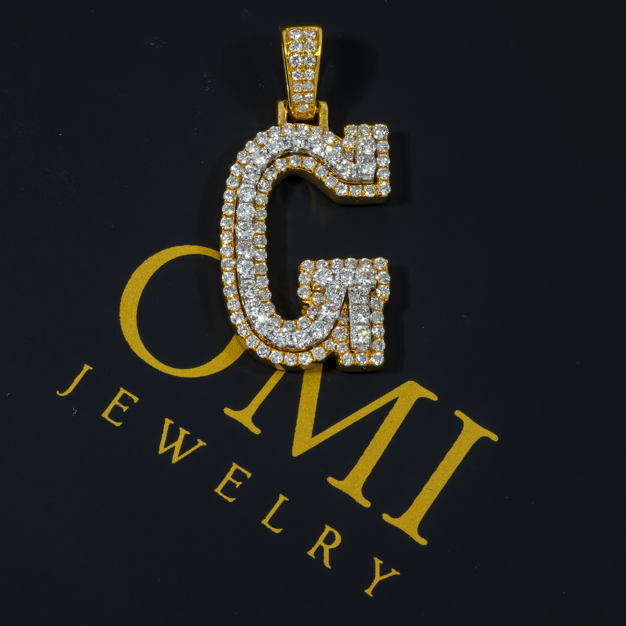 10K GOLD DIAMOND 3D INITIAL G PENDANT 0.90 CT