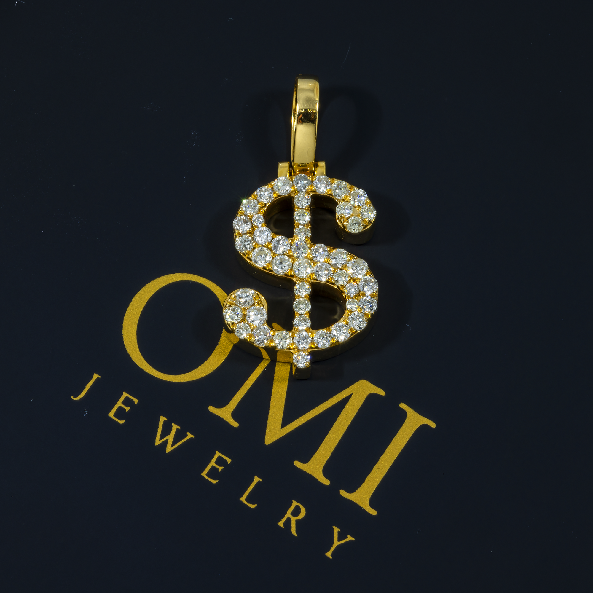 10K GOLD DIAMOND DOLLAR SIGN PENDANT 1.15 CT