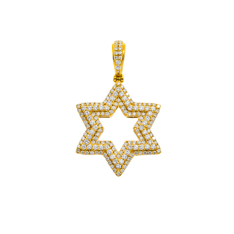 14K GOLD DIAMOND STAR OF DAVID PENDANT 1.85 CT