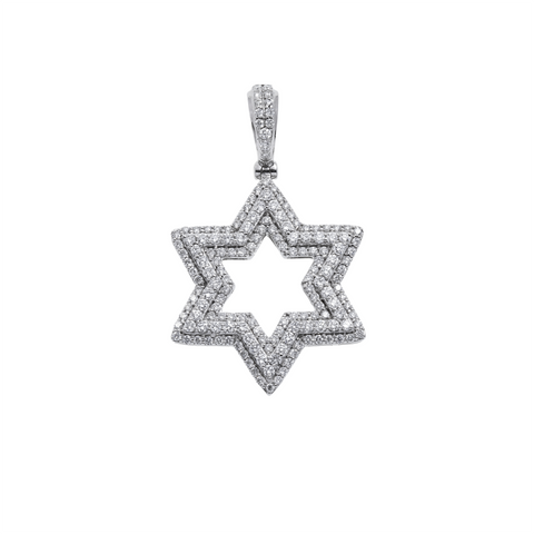 14K GOLD DIAMOND STAR OF DAVID PENDANT 1.85 CT