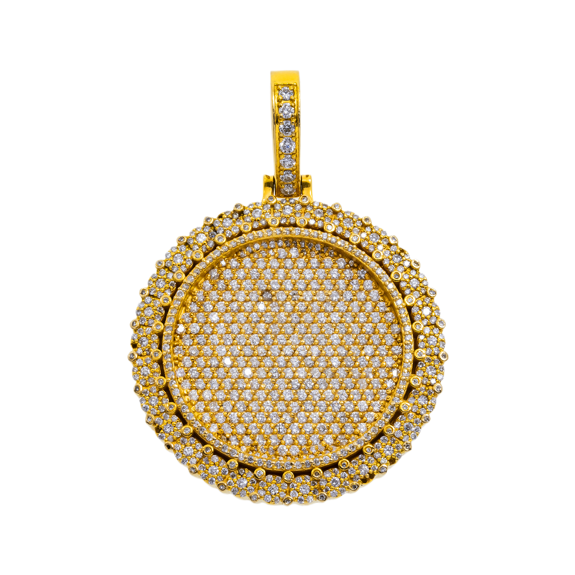 14K GOLD ROUND DIAMOND CIRCLE PENDANT CT