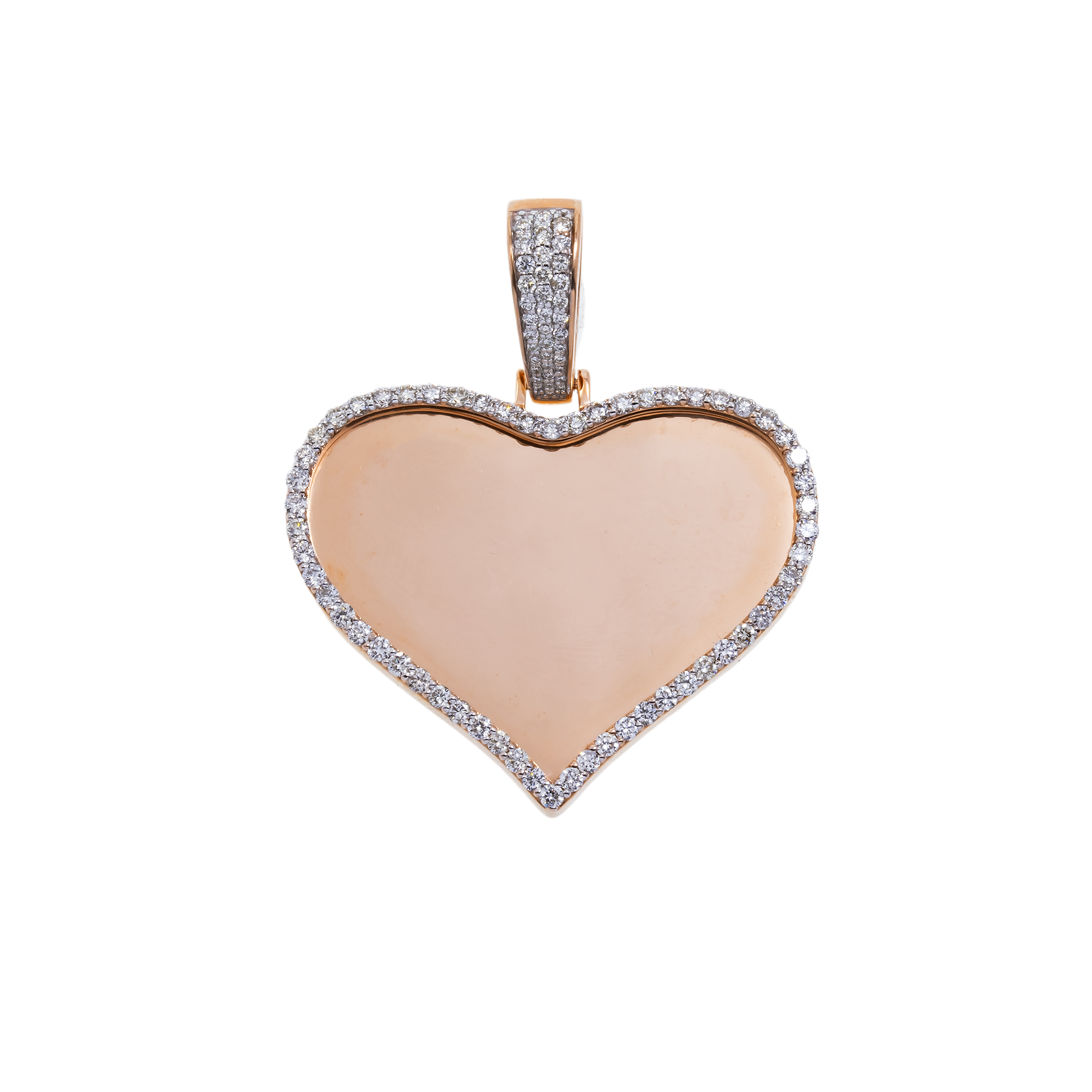 10K GOLD ROUND DIAMOND HEART PICTURE PENDANT 1.35 CT
