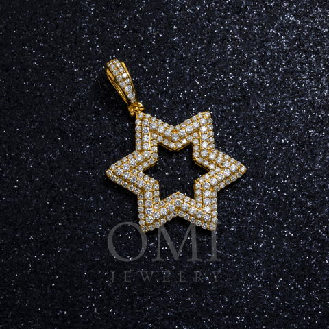 14K GOLD DIAMOND STAR OF DAVID PENDANT 1.85 CT