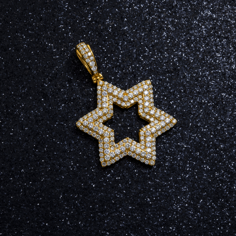 14K GOLD DIAMOND STAR OF DAVID PENDANT 1.85 CT