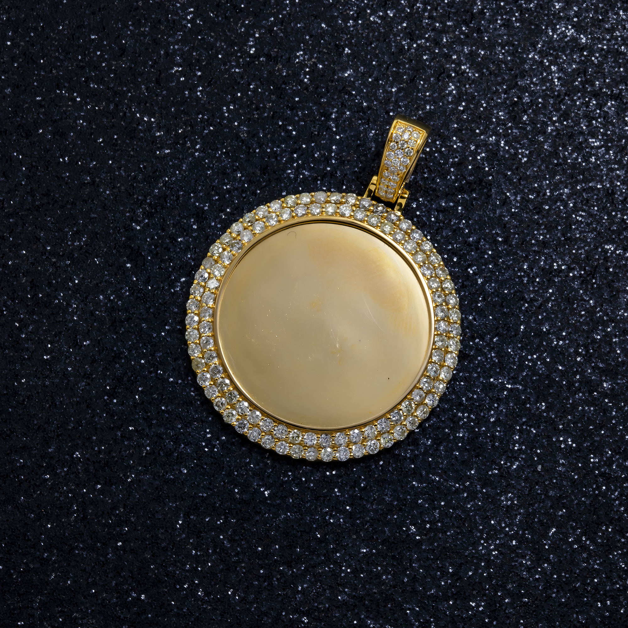 10K GOLD ROUND DIAMOND CIRCLE PICTURE PENDANT 2.15 CT