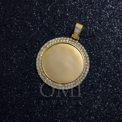 10K GOLD ROUND DIAMOND CIRCLE PICTURE PENDANT 2.15 CT